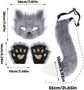 3-Piece Fox Costume Accessory Set – Fluffy Mask, Tail and Gloves – Suitable for Parties & Carnival （Grey）