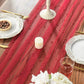 Red Table Veil with White Pearls - Silky Gauze 30x120 Inches - For Weddings, Parties & Table Decorations