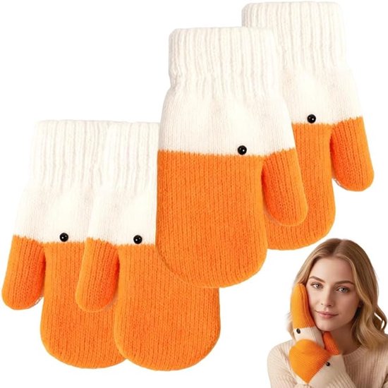 2 pairs of warm gloves - knitted gloves - with cute animal prints - with warm and soft lining - The perfect winter gift for women or children.