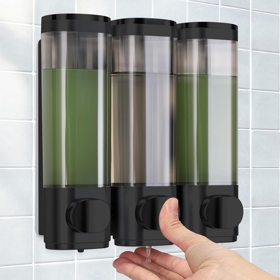 3 Wall-Mounted Soap Dispensers No Drilling Required - Drip-Proof for Gel, Shampoo, and Lotion - White