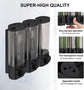 3 Wall-Mounted Soap Dispensers No Drilling Required - Drip-Proof for Gel, Shampoo, and Lotion - White