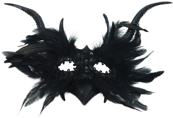 Mask - New for Halloween - Gothic - Mask with decorative feather lace - Devil&