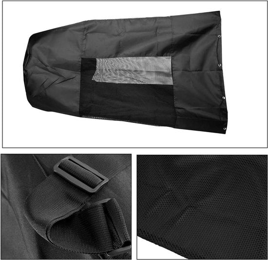 Soccer Net Bag for 10-15 Balls - Large Waterproof, Sturdy Tennis Shoulder Pad, Football-Basketball-Volleyball Bag, Drawstring Handbag - Black