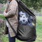 Soccer Net Bag for 10-15 Balls - Large Waterproof, Sturdy Tennis Shoulder Pad, Football-Basketball-Volleyball Bag, Drawstring Handbag - Black