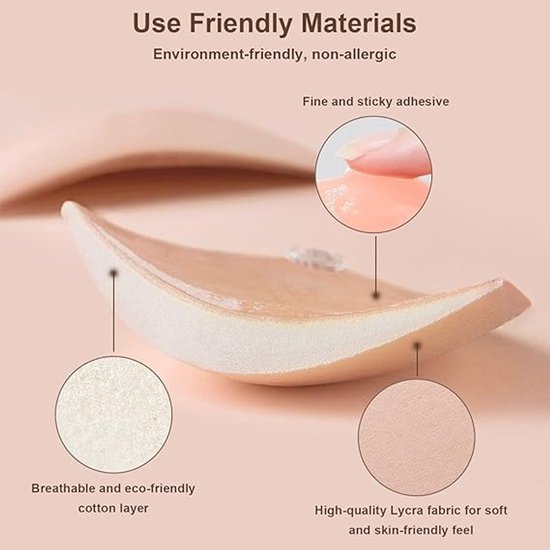 1 round bra cup - strapless invisible silicone - transparent push-up bra - seamless design - front closure - beige - B
