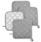 4-Piece Heat Insulation Mat Made of Pure Cotton - Silver Coated - Oil-Repellent - Heat Insulation Mat - Baking Towel - Pot Holder - Kitchen Oven Household Heat-Resistant Anti-Scald Placemat