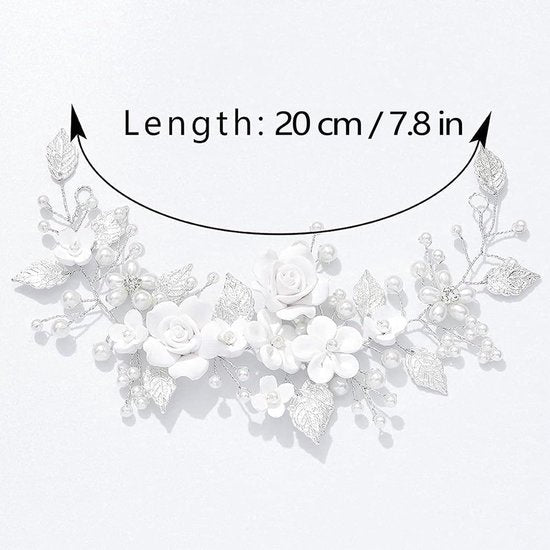 Hair Accessories - Hairpins - Hair Accessories for Women - Hair Accessories for Girls - Hair Accessories for Weddings - Silver Bridal Hair Accessories - Pearl Flower Tendril Bridal Hair Accessories - Crystal Bridal Hair Accessories - Suitable for Women