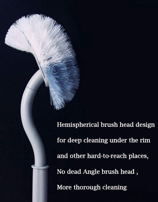 Toilet brushes - (2 pieces) - Toilet brush with rim cleaning brush - Curved toilet brush - Hanging toilet brush - S-shaped curved toilet brush