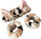Headbands - 3-Piece Set - Wristbands - Cute Cat Headbands and Wristbands - Designed for Women - Face Cleanser and Makeup for Girls - Plush Hair Ties and Grooming Accessories