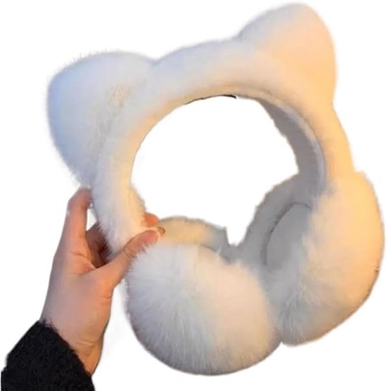 Earmuffs - 1 Piece - Soft Faux Fur Earmuffs - Adjustable Earmuffs - Warm Earmuffs - Earmuffs for Kids - Warming Earmuffs for Women and Girls (White)