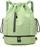 Drawstring Backpack - Waterproof Sports Bag - Lightweight Sports Backpack - With Shoe Compartment - Unisex - Suitable for Basketball, Football, Swimming and Travel - Vegetable