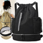 Drawstring Backpack - Waterproof Sports Bag - Lightweight Sports Backpack - With Shoe Compartment - Unisex - Suitable for Basketball, Football, Swimming and Travel - Vegetable