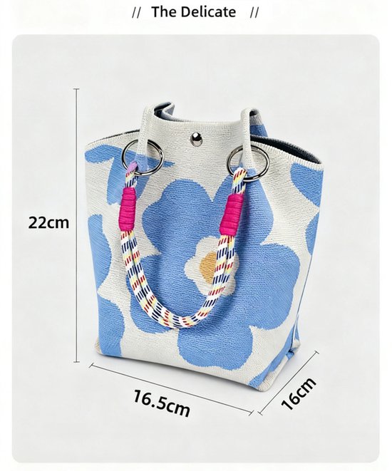 Handbags - Vintage Knitted Shoulder Bags - Casual Knitted Bags - Floral Design - Woven Handle Shopper for Daily Outings & Shopping（Purple）