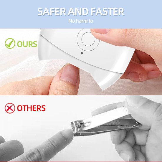 Electric nail clipper - Automatic nail clipper - Safe nail clipper with wireless charging - With LED light and collection container for nail debris - Suitable for children, adults and seniors