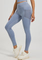 Slim Fit Sports Pants - High Waist Yoga Pants with Side Pockets - Soft and Stretchy Blended Fabric, Breathable and Comfortable - Skinny Fit with Elastic Waist - Suitable for Yoga, Fitness, Walking and Daily Use (Light Blue, Size XL)