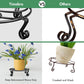 Round Metal Plant Stand for Flower Pots, Heavy-Duty Rustproof Iron Indoor and Outdoor Planter Riser, Black, 30 x 8 cm