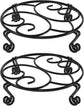 2 Pack Round Metal Plant Stands for Flower Pots, Heavy-Duty Rustproof Iron Indoor and Outdoor Planter Risers, Black, 30 cm