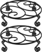 2 Pack Round Metal Plant Stands for Flower Pots, Heavy-Duty Rustproof Iron Indoor and Outdoor Planter Risers, Black, 30 cm