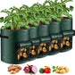 5 Pieces 38 L Grow Bags with Handles and Harvest Window, Breathable Planter Bags for Potatoes, Carrots and Vegetables, Green
