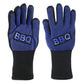 Heat Resistant Aramid BBQ Grill Gloves with Silicone Non-Slip Grip for Ovens, Kitchens, Fireplaces and Outdoor Cooking, Blue and Black