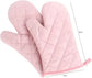 2 Pack Quilted Polyester Cotton Oven Mitts with Heat Resistant Non-Slip Grip for Baking, Cooking, Grilling and Kitchen Use, Pink