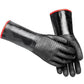 Waterproof Neoprene BBQ Grill Gloves with Long Sleeves and Non-Slip Grip for Baking, Smokers, Ovens and Fryers, Black