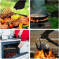 Heat Resistant Aramid BBQ Grill Gloves with Silicone Non-Slip Grip for Ovens, Kitchens and Outdoor Grilling, Black