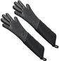 1 Pair Extra-Long Silicone Oven Gloves with Quilted Cotton Lining and Non-Slip Grip for Baking, BBQ Grilling and Cooking, Black, 49 x 15 cm