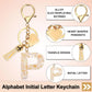 Initial P Letter Keychain, Resin Alphabet Key Ring with Tassel and Lobster Clasp for Bags Keys Purse, Gold White