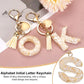 Initial Letter Keychain Charm, Resin Tassel Bag Pendant for Keys Handbag Backpack, Cream Gold S, Letter S Option