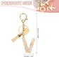 Floral Resin Letter V Keychain with Tassel and Lobster Clasp for Bag Purse Keys, Gold Tone Beige, Daily Comfort Use