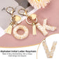 Floral Resin Letter V Keychain with Tassel and Lobster Clasp for Bag Purse Keys, Gold Tone Beige, Daily Comfort Use