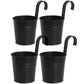 Metal Railing Planter Pots, 4 Pack Hanging Flower Buckets for Balcony Garden Fence Decor, Black, 4 Inch, for Garden Yard and Outdoor Use