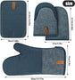 4 Pieces, Oven Mitt Set, Heat-resistant kitchen gloves and heat insulation mat set, Silicone non-slip gloves and heat, for kitchen