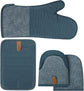4 Pieces, Oven Mitt Set, Heat-resistant kitchen gloves and heat insulation mat set, Silicone non-slip gloves and heat, for kitchen