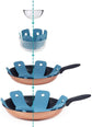 Pot Pan Protectors, Set of 12 and 4 Different Sizes, Larger & Thicker Pan Pot Separator Pads for Stacking and Protecting Your Cookware Cyan