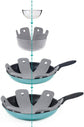 Pot Pan Protectors, Set of 12 and 4 Different Sizes, Larger & Thicker Pan Pot Separator Pads for Stacking and Protecting Your Cookware Cyan Gray