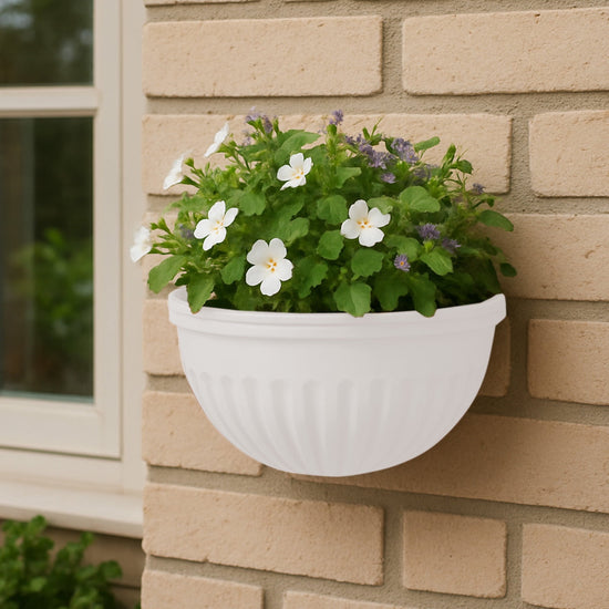 Semi-Circular Hanging Planters for Indoor Outdoor Plants, Wall Mount Flower Pot Holder Hanger for Indoor and Outdoor Use White