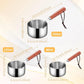 Bakeware Oil Pouring Pot 80Ml, Stainless Steel Pan Mini Milk Warmer Pot Soup Pan with Wooden Handle Small Saucepan for Butter Warmer Heating Milk Cooking A