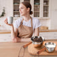 Cooking Utensils , Stainless Hot Oil Pot with Wooden Handle New Oil Pot Container for Kitchen Cooking Oil Strainer Pot A