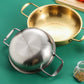 Stainless Steel Instant Noodle Pot , 7.1" Korean Ramen Noodle Pot with Handles Stainless Everyday Pan Golden Korean Cooking Pot for Soup Noodle Pasta Home and Outdoor Dishwasher SLA
