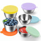 6 Pack Stainless Steel Covered Food Containers, Reusable Hot Pot Dipping Bowls with Lids for Sauces and Condiments