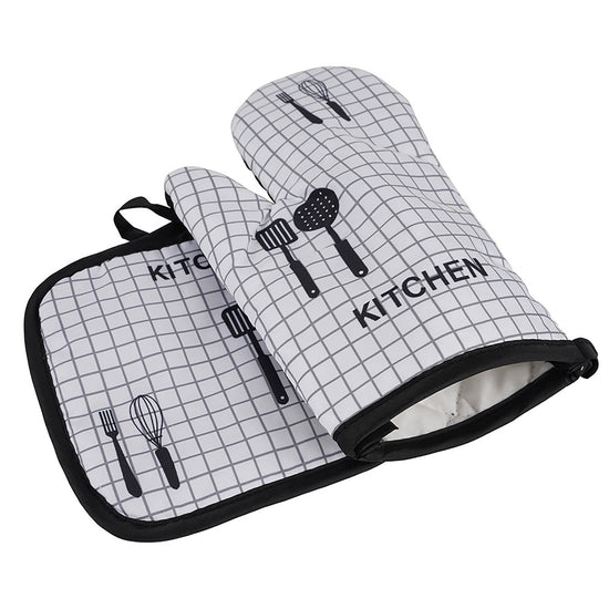 Oven Mitts ! Oven Mitts and Pot Holders Sets, Heat Resistants Oven Mitts Soft Cotton Lining and Non-Slip Surface Safes for Baking, Cooking, Bbq, Include 1*Glove, 1*Insulation Pad B