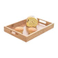 Serving Tray with Handles, Rectangular Bamboo Breakfast Food Tray Wooden Trays ,Natural Wood Tea Coffee Tray Decorative Serving Platter for Eating, Storing, Used in Bedroom, Kitchen,Outdoors Off-White