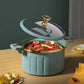 8 L Vacuum Pressure Cooking Pot with Lid, Multifunctional Iron Soup Pot for Boiling, Stewing, 38.5 x 26 x 14 cm, Blue