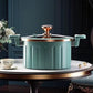 8 L Vacuum Pressure Cooking Pot with Lid, Multifunctional Iron Soup Pot for Boiling, Stewing, 38.5 x 26 x 14 cm, Blue