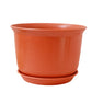 Plastic Plant Pot with Drainage Holes and Saucer, Nursery Planter for Indoor Plants, 21.2 x 13 cm, Red