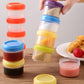7 Pieces 60 mL Plastic Food Containers with Screw Lids, Stackable Freezer Safe Portion Pots for Snacks, Assorted Colours