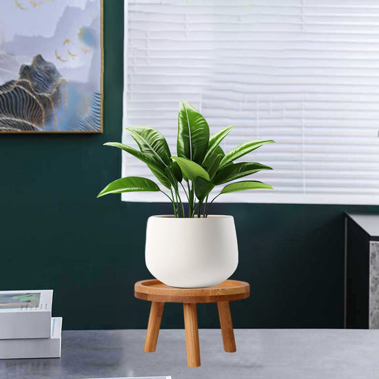 Wood Plant Stands Indoor,Mid-Century Modern Single Plant Stand for 3-12 Inch Pots,Tall Plant Stool for Large Plants,Perfect for Living Room,Balcony,and Office Beige
