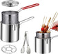 Stainless Steel Mini Deep Fryer Pot with Basket and Lid, Oil Strainer Pan for Tempura, Chips and Induction Cooking, Silver
